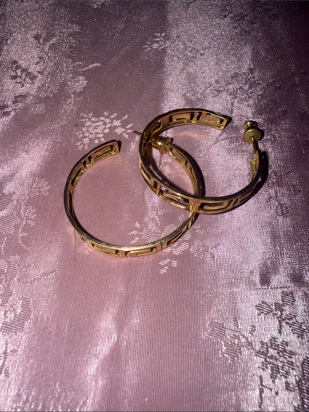 Gold-Tone Greek Key Hoop Earrings - Women's Fashion Jewelry